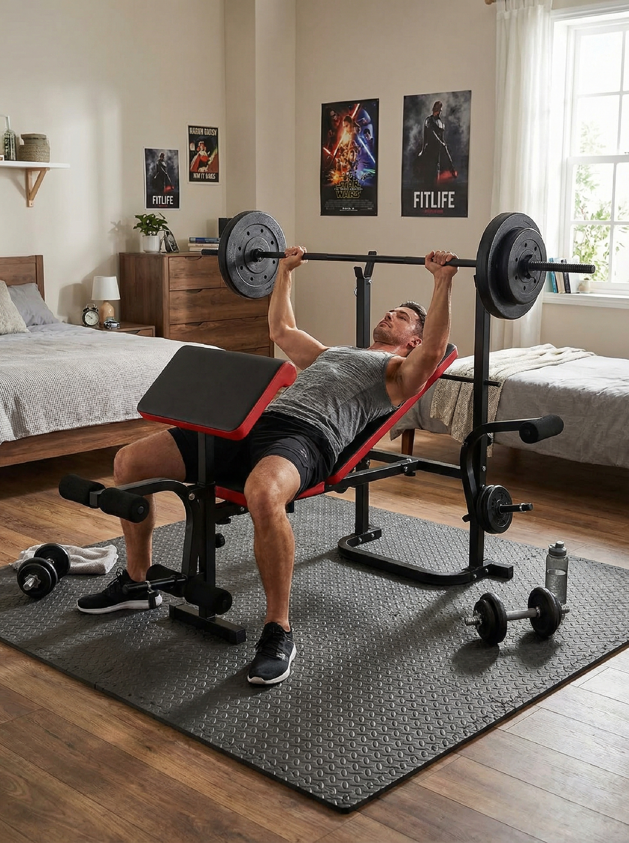 Haltère - FITLIFE - 10 KG - Diametre 28-32 mm - Fitness/Musculation - Maison/Appartement