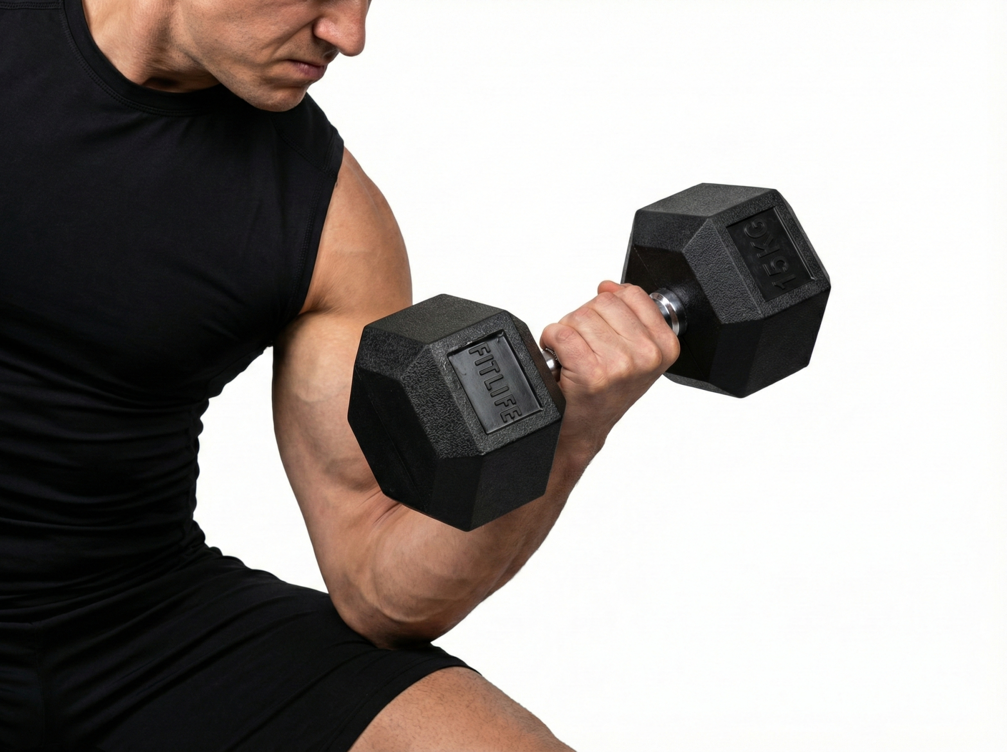 Haltère hexagonal - FITLIFE - 15 KG - Fitness/Musculation - Maison/Appartement