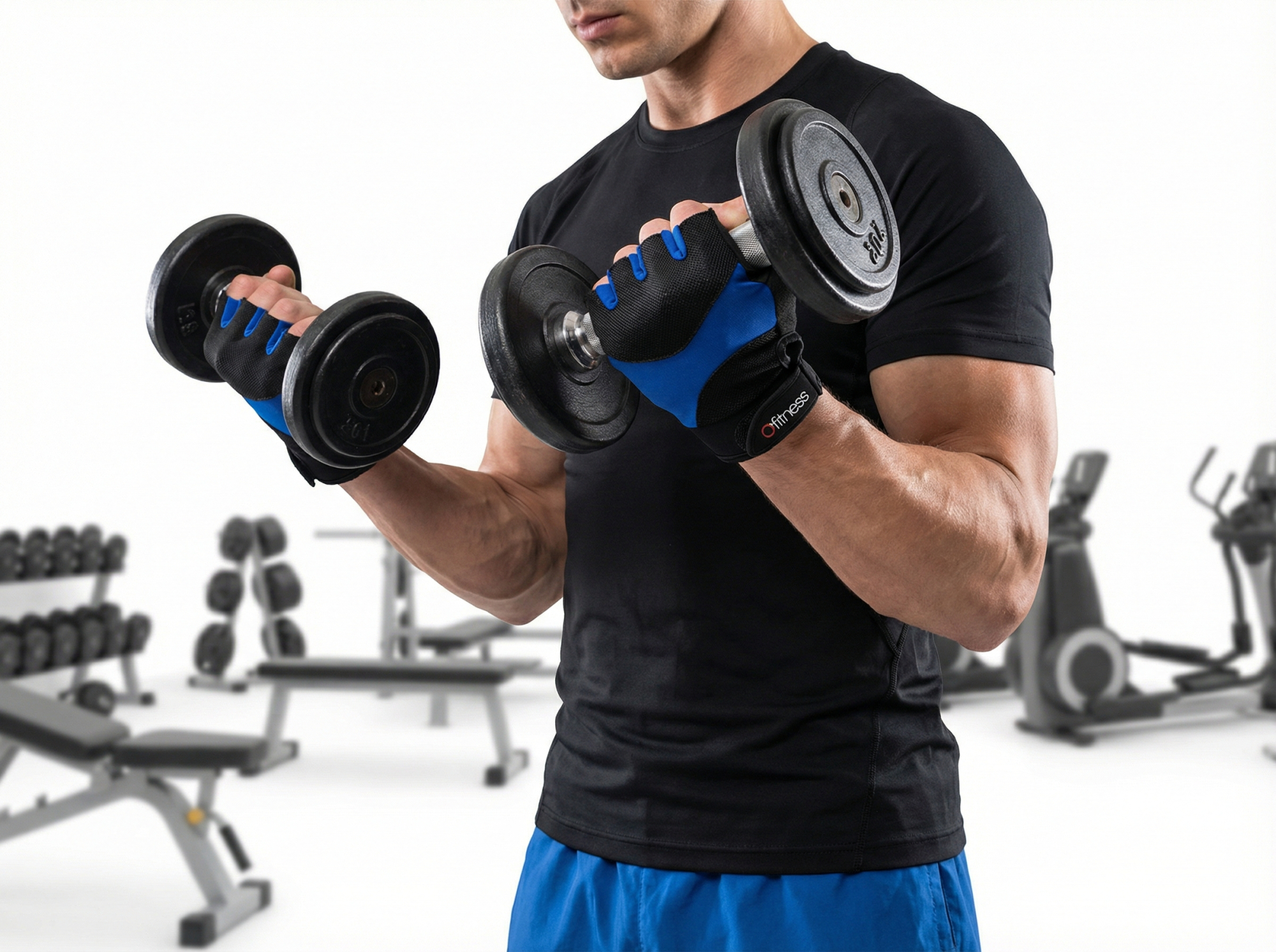 Gants de musculation - O'FITNESS - G200 - Noir et bleu - Taille XL
