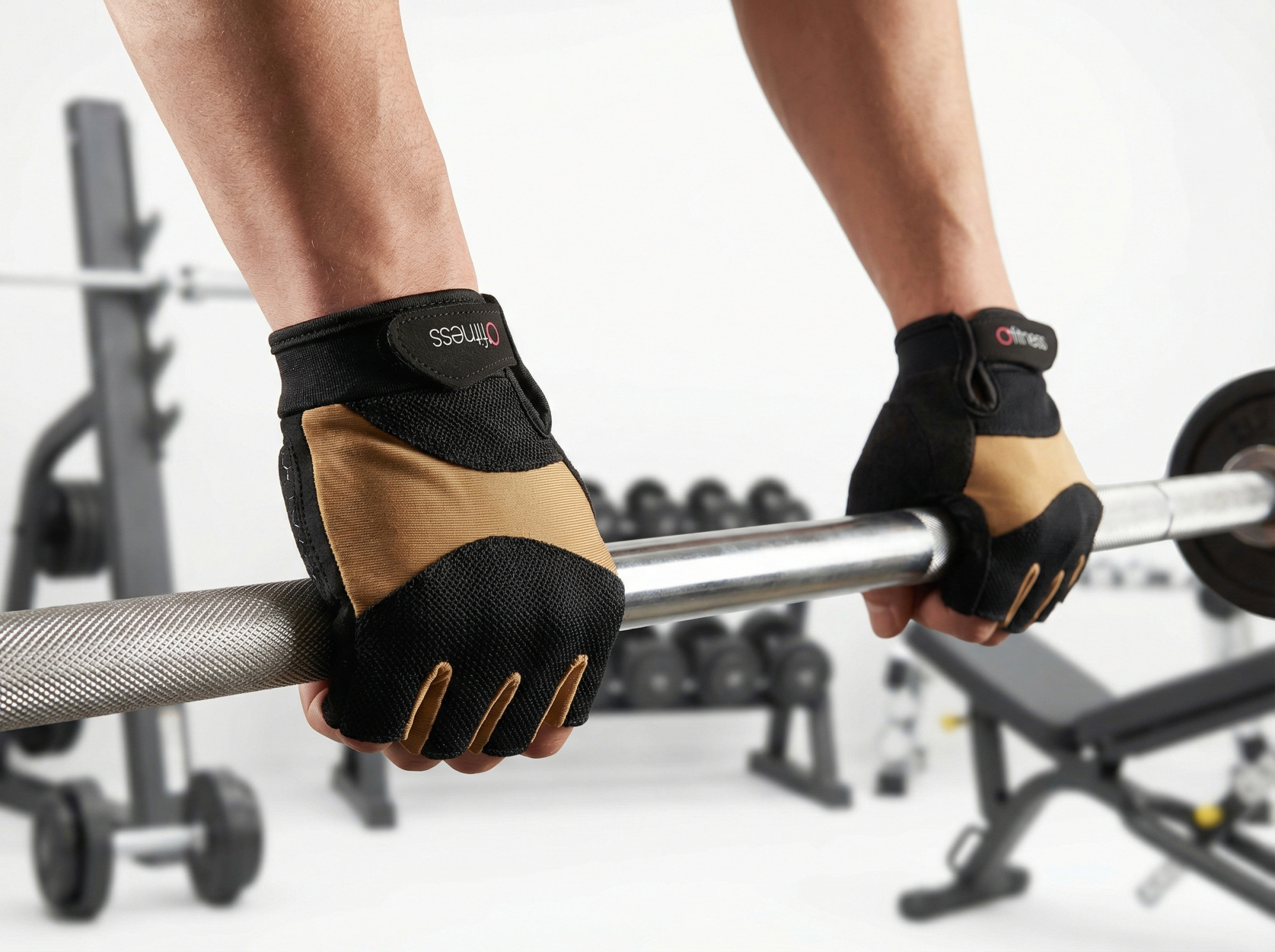 Gants de musculation - O'FITNESS - G200 - Noir et Kaki - Taille L