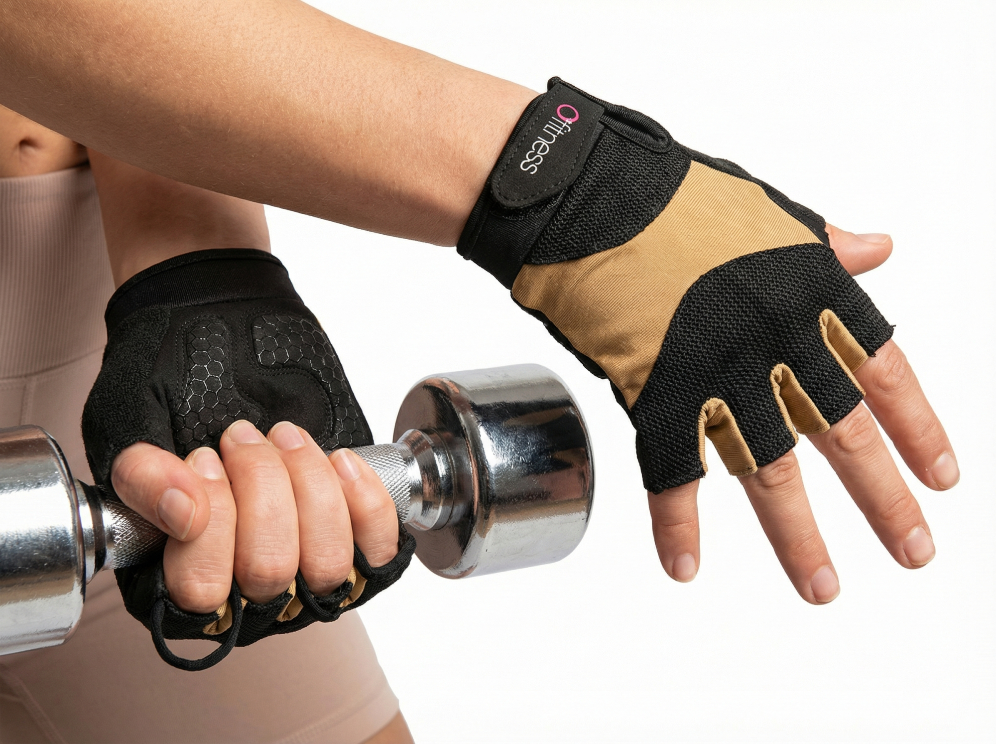 Gants de musculation - O'FITNESS - G200 - Noir et Kaki - Taille M