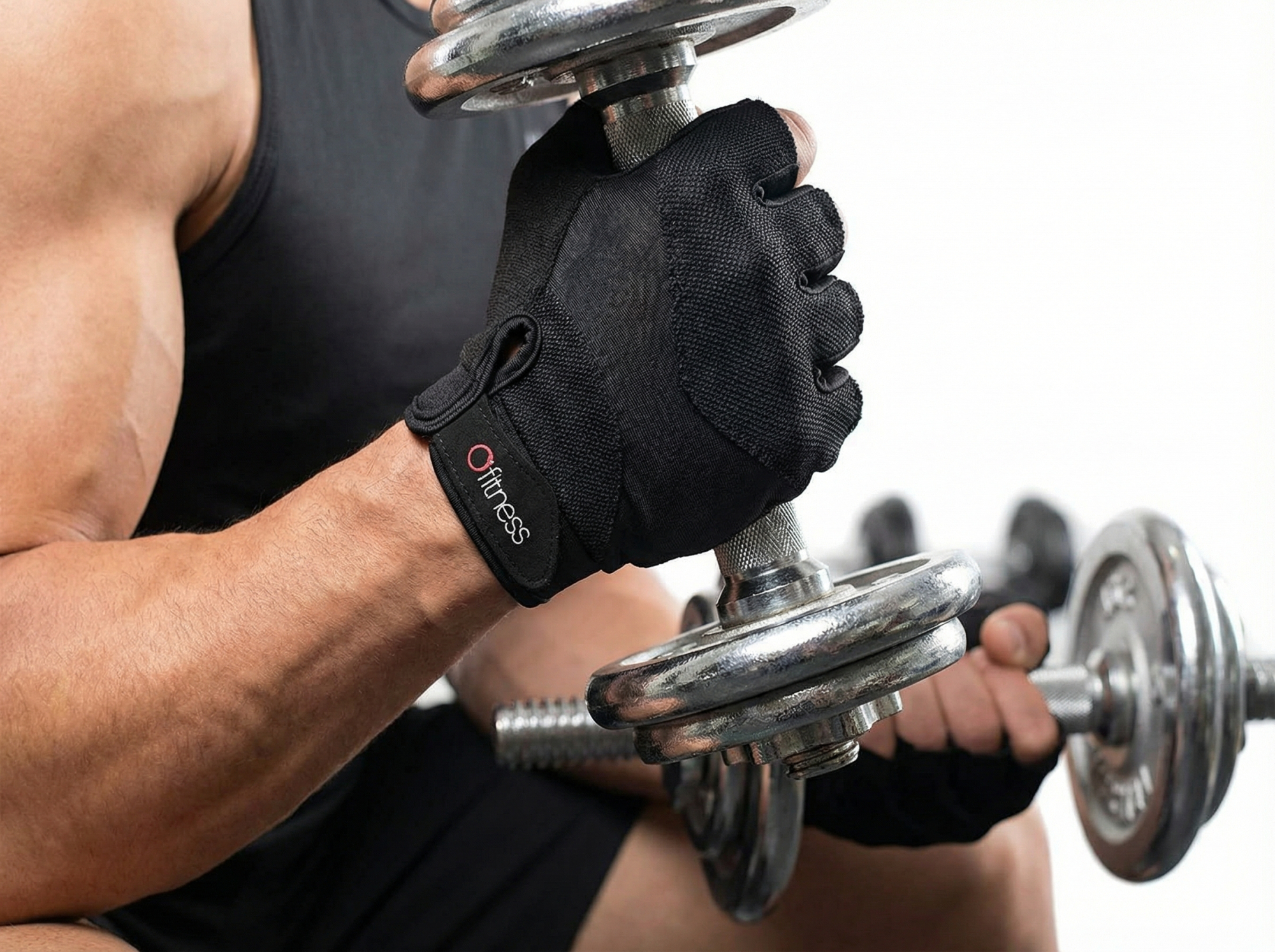 Gants de musculation - O'FITNESS - G300 - Noir - Taille L