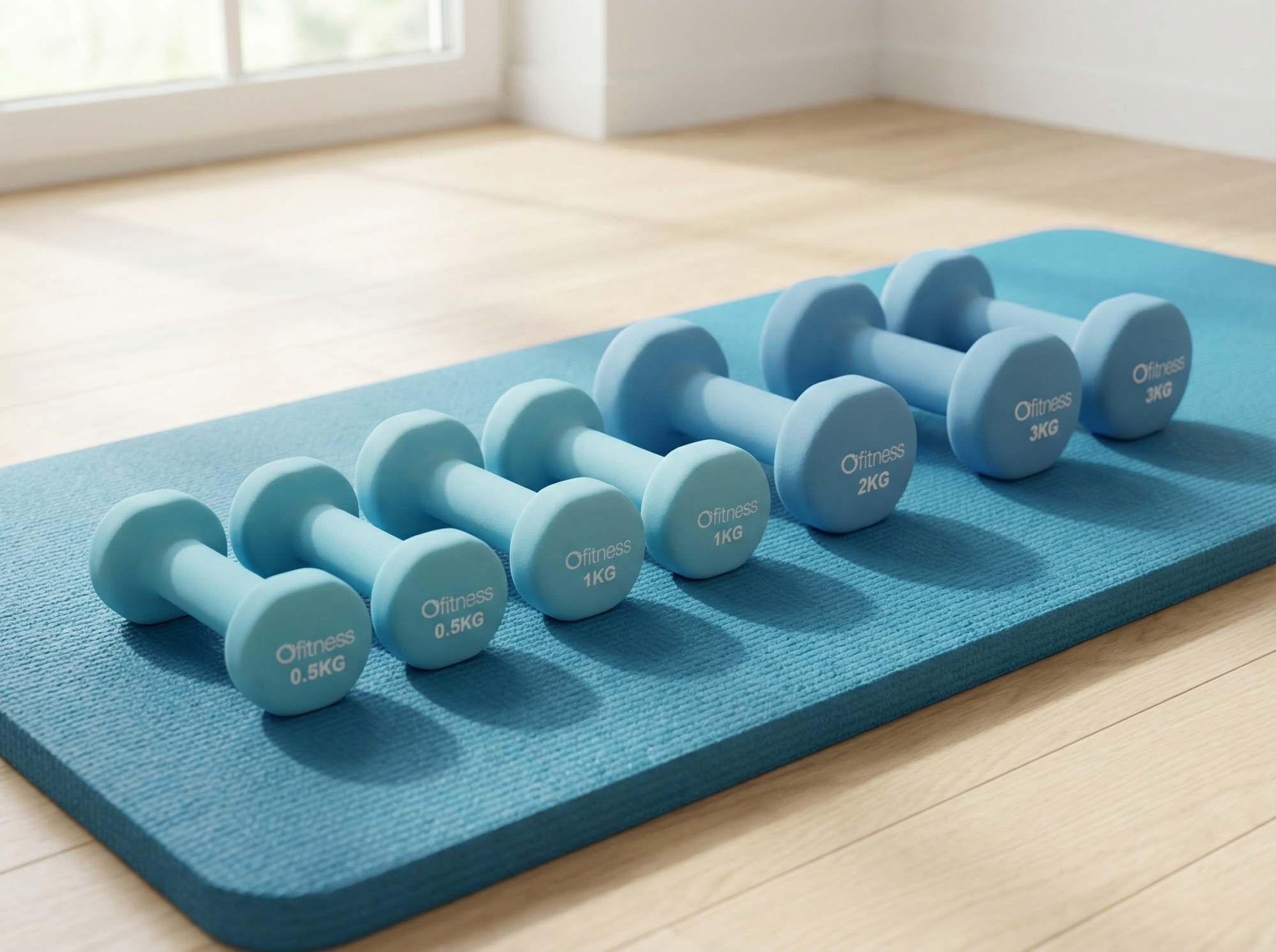 Halteres en néoprene - O'FITNESS - Lot de 2 x 2 KG - Maison/Appartement