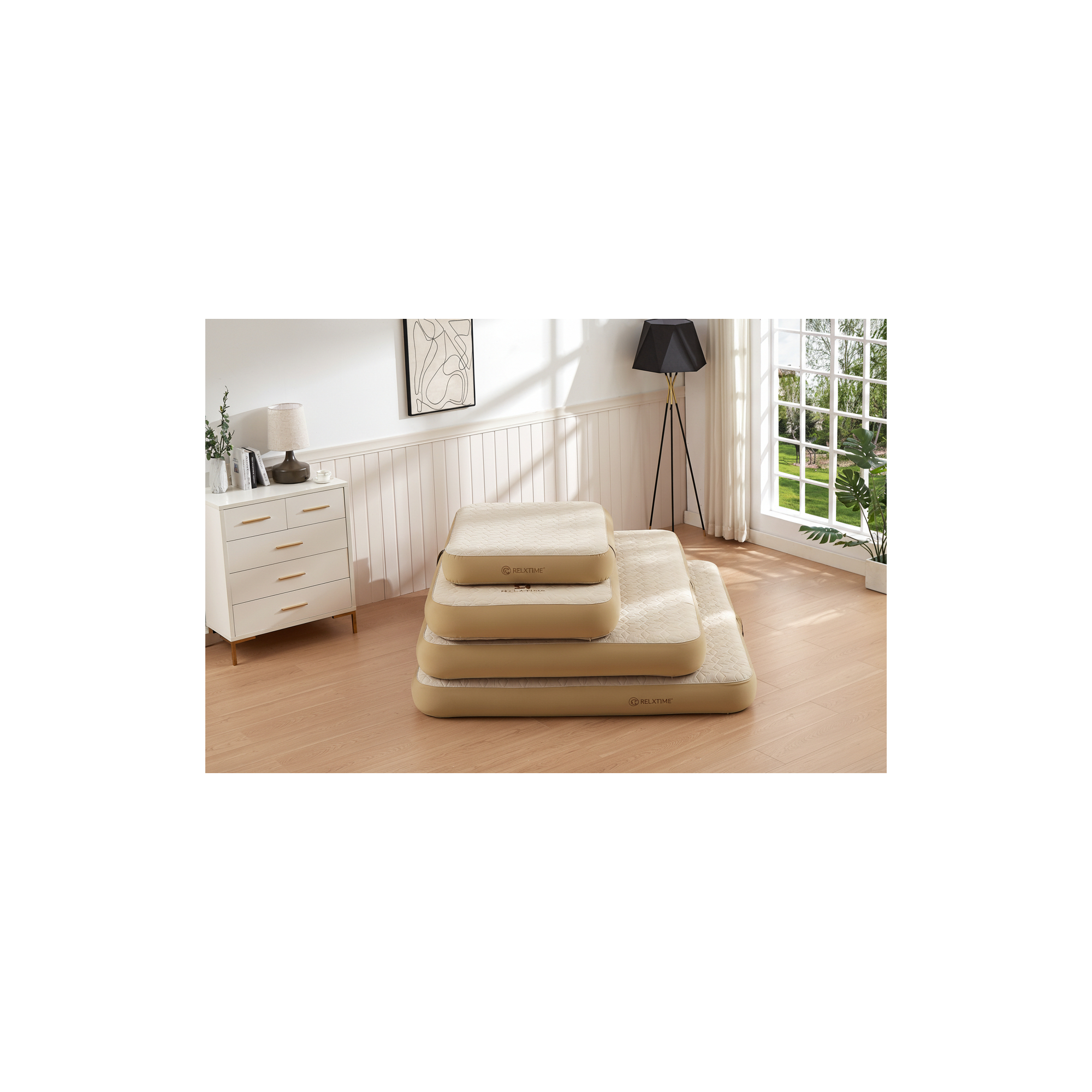 Opblaasbaar matras - RELXTIME - Modèle Queen - In Dropstich - 200 x 180 cm