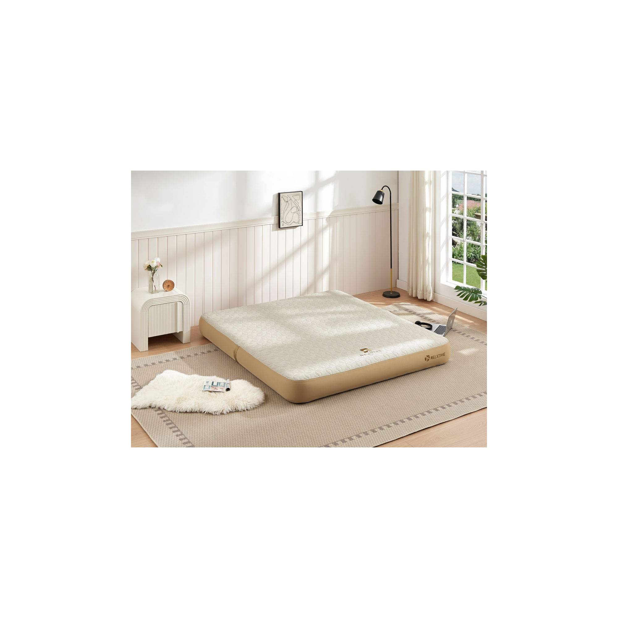 Opblaasbaar matras - RELXTIME - Modèle Queen - In Dropstich - 200 x 180 cm