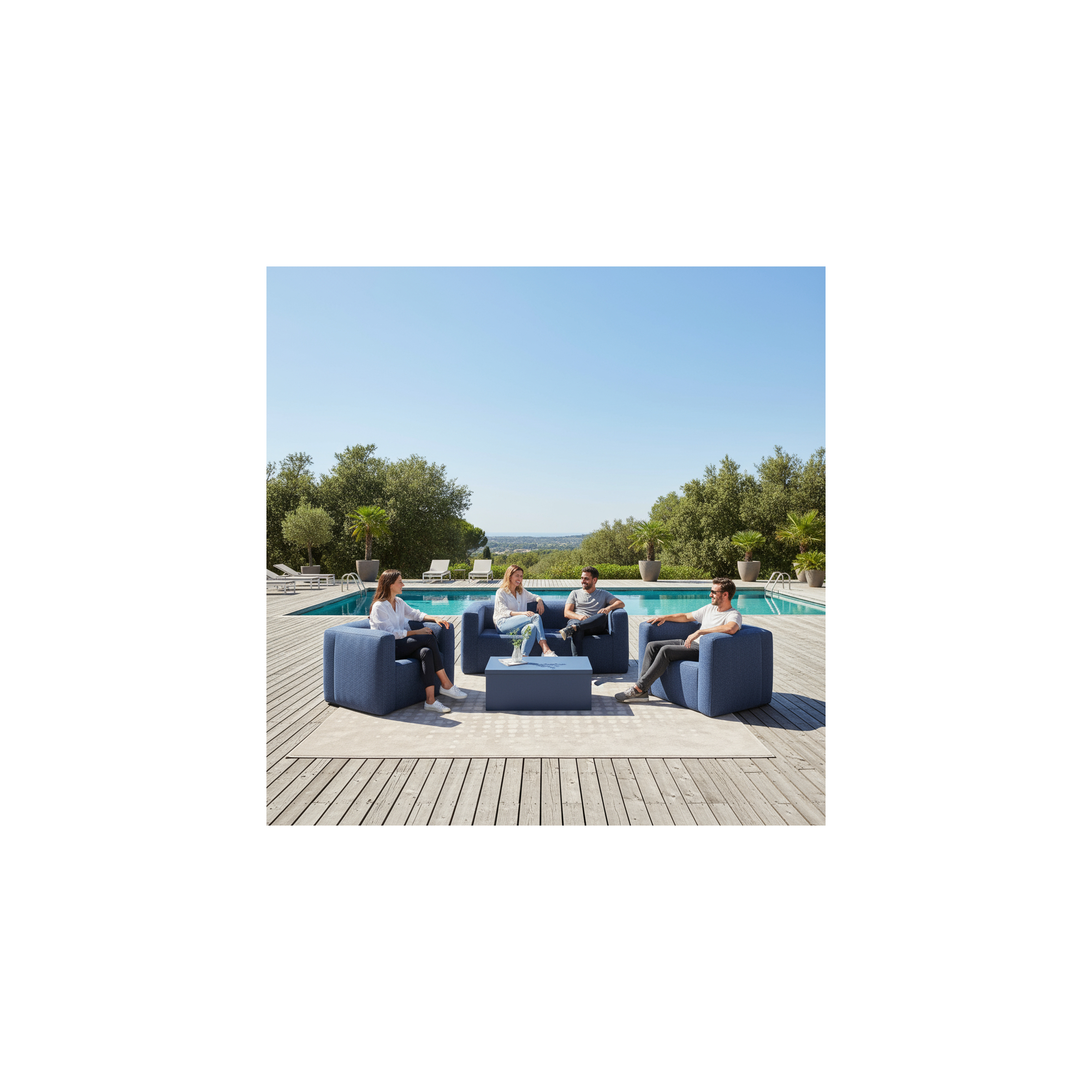 Opblaasbare lounge met 5 zitplaatsen - Terracotta - Binnen en buiten - Camel