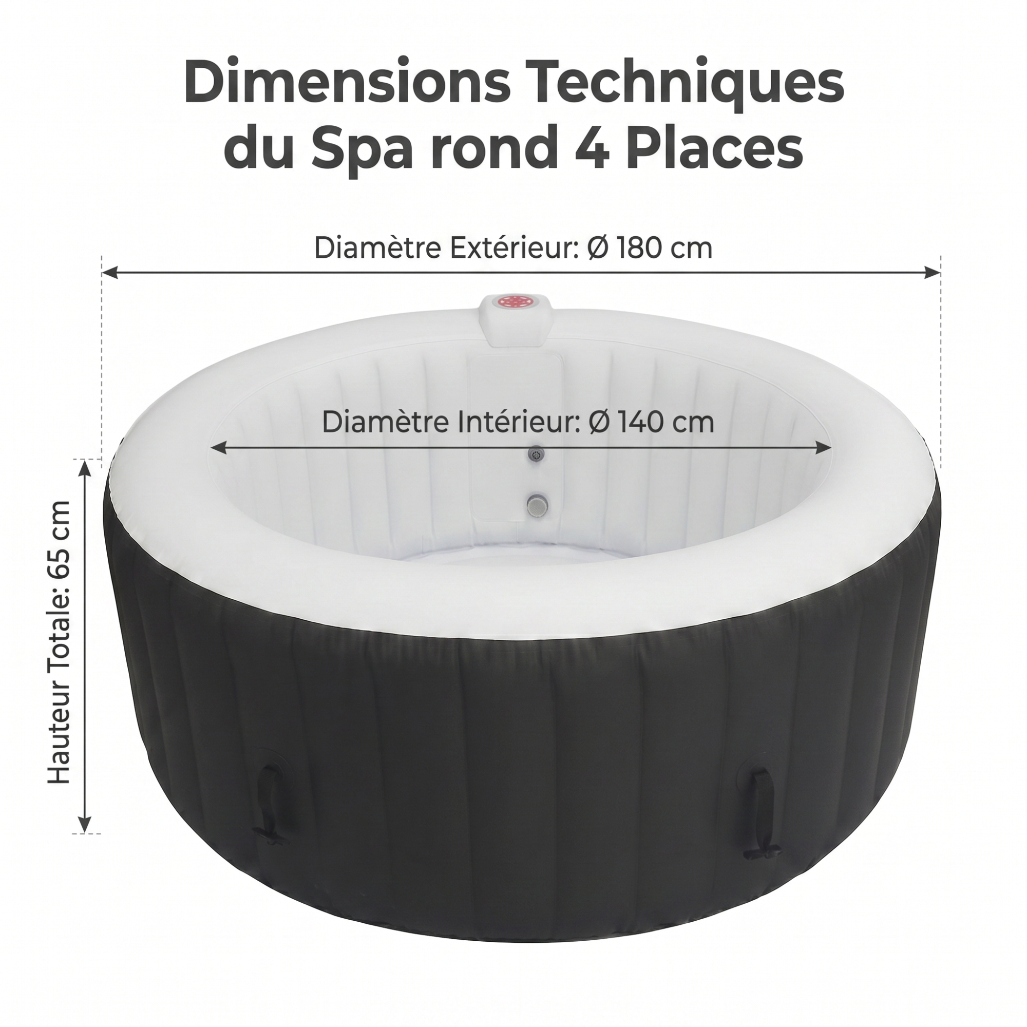 Spa gonflable 4 places - Forme ronde - Beneo - Filtre et bâche inclus - Beige