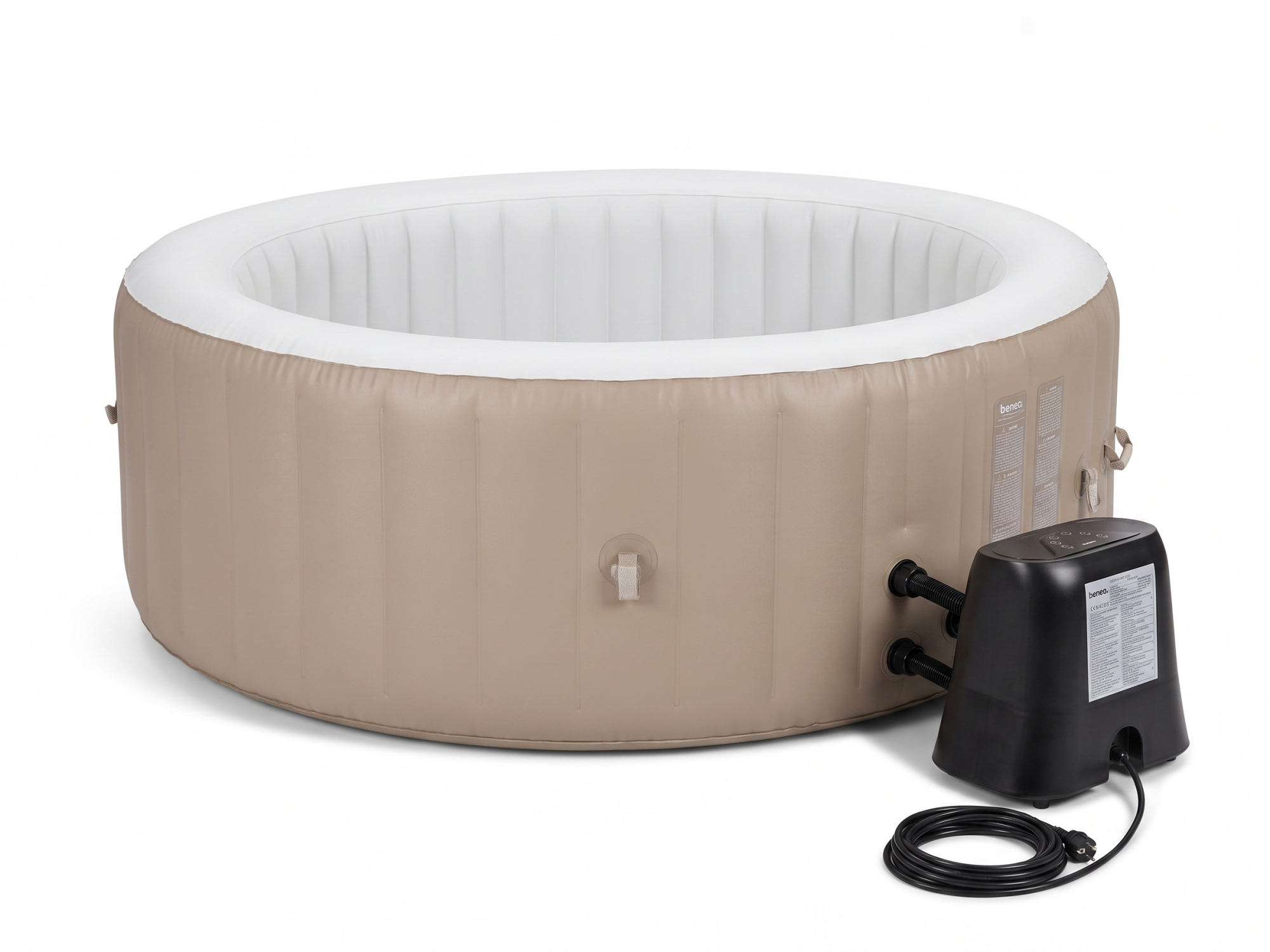 Spa gonflable 4 places - Forme ronde - Beneo - Filtre et bâche inclus - Beige