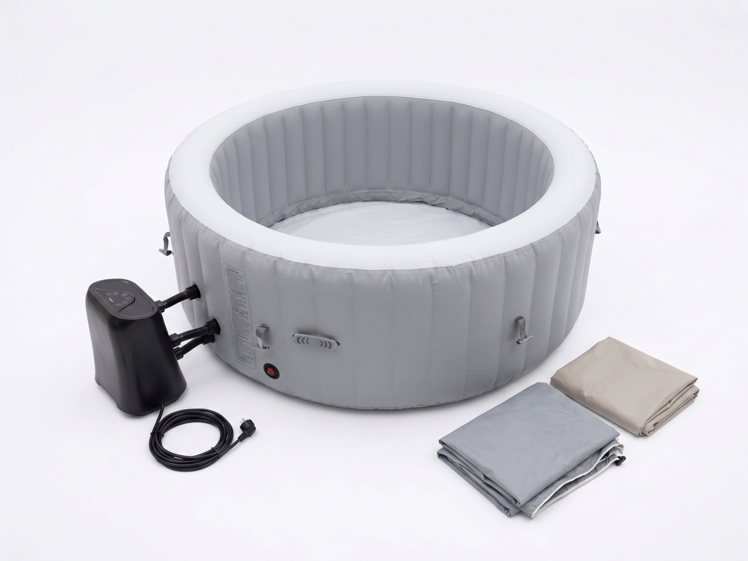 Spa gonflable 4 places - Forme ronde - Beneo - Filtre et bâche inclus - Gris