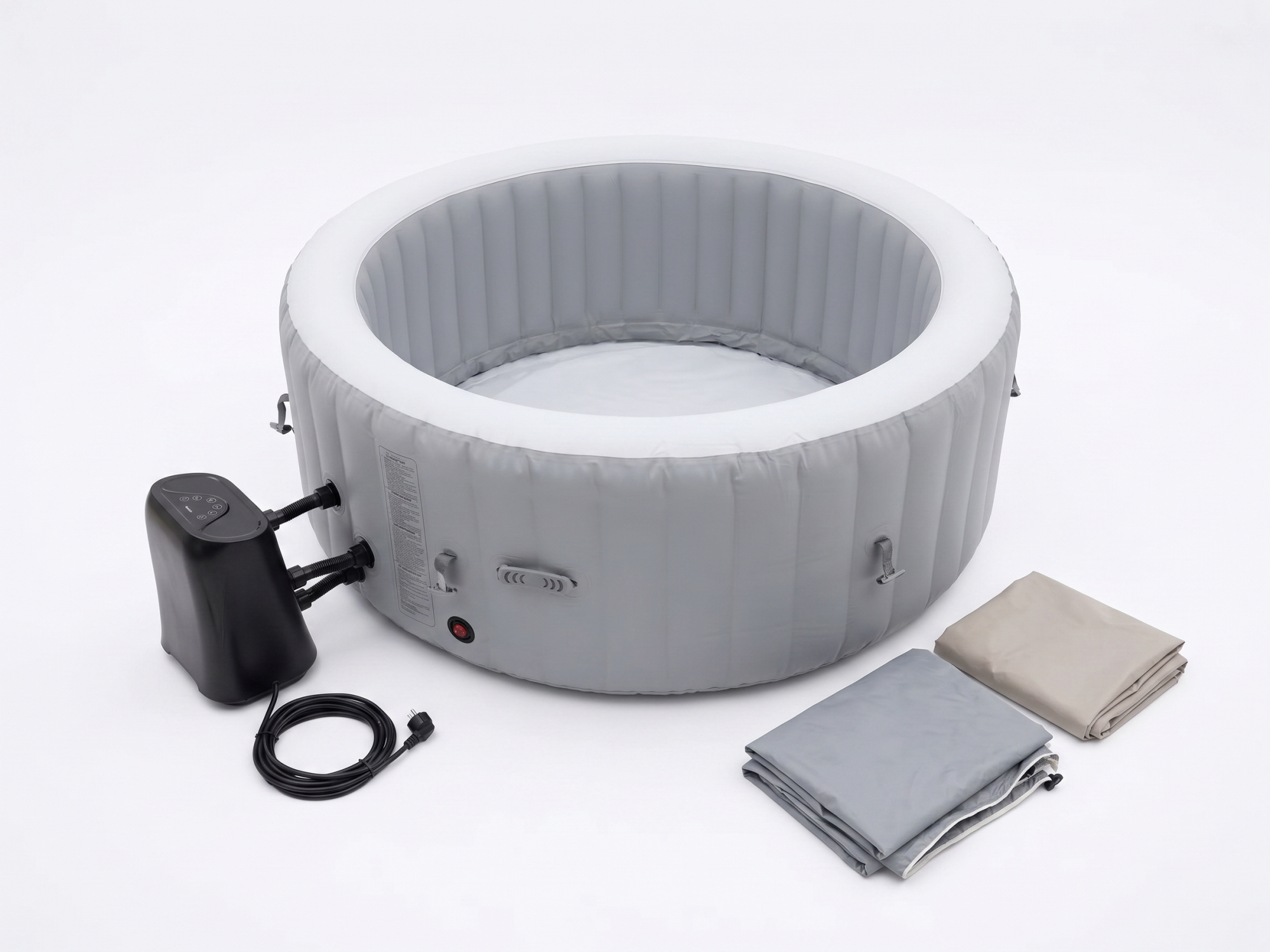 Spa gonflable 4 places - Forme ronde - Beneo - Filtre et bâche inclus - Gris