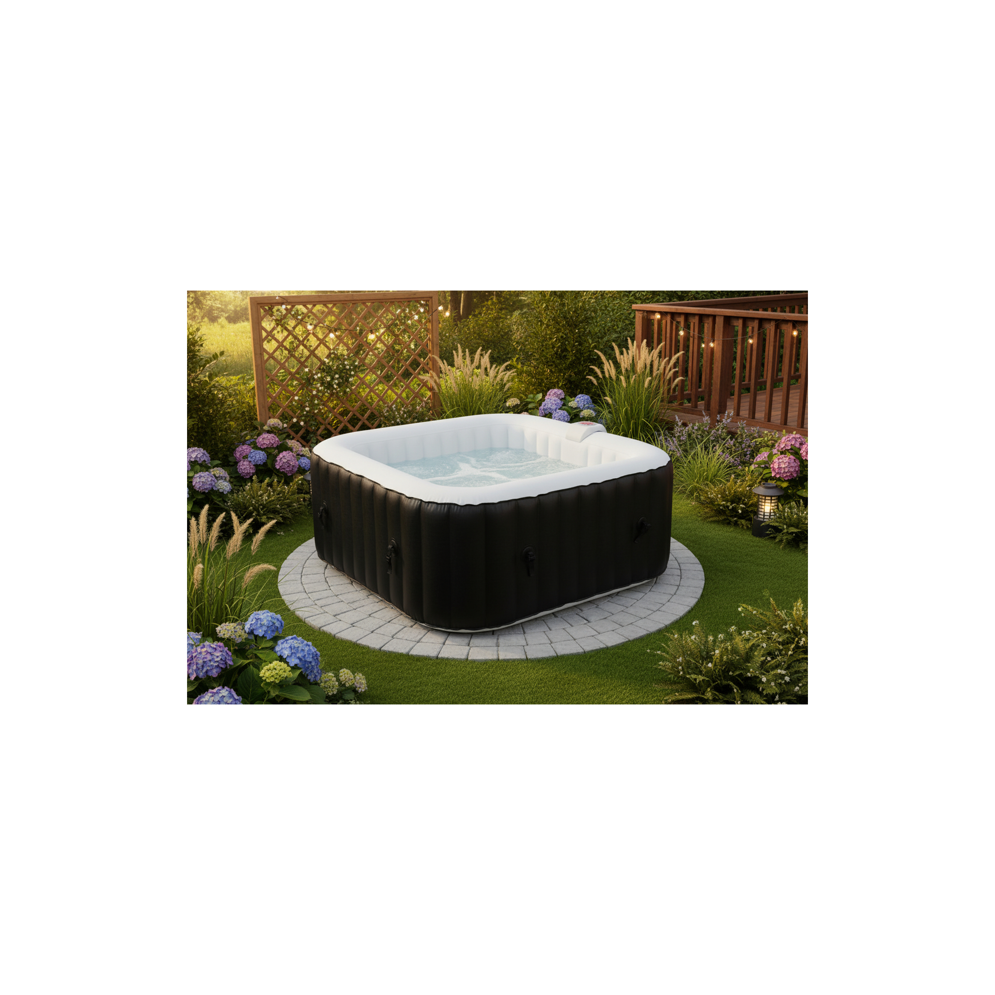 Spa hinchable cuadrado de 6 plazas - Ospazia - Dimensiones: 185 x 185 cm - Filtro y cubierta incluidos