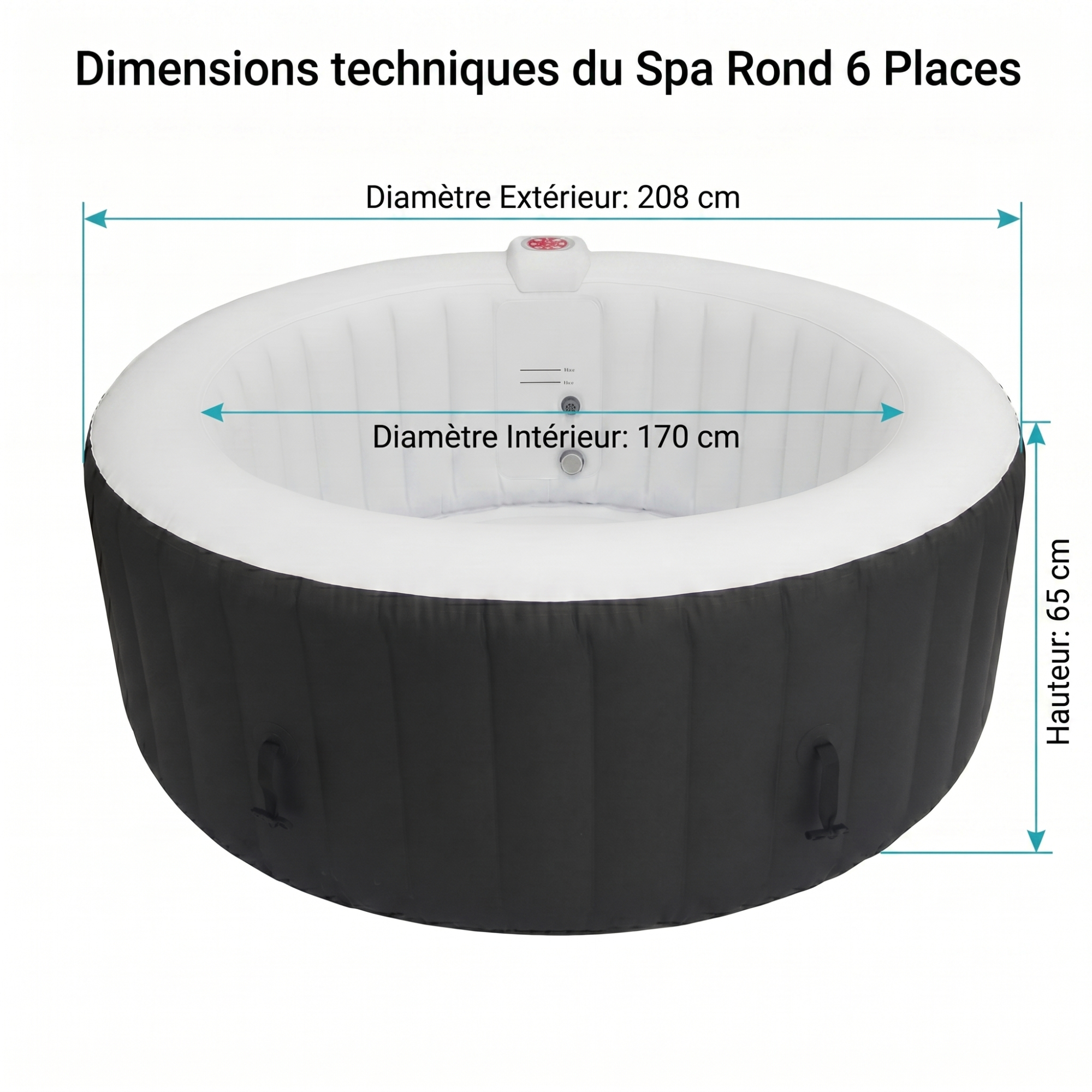 Spa hinchable redondo de 6 plazas - Ospazia - Diámetro: 208 cm - Filtro y cubierta incluidos